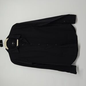7 For All Mankind Black Men's Essential  Button-Up Long-Sleeve Shirt Casual L
